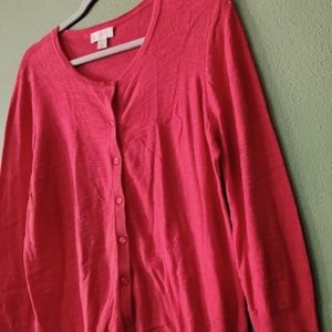 EUC Sz L LOFT Womens Orange Cotton Cardigan